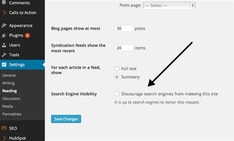 wordpress search settings.